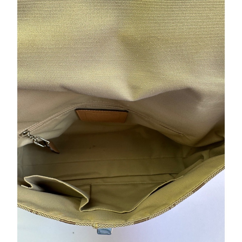 Coach F13066 Hamptons Turnlock Flap Brown Signature Leather Shoulder Bag Y2K - Picture 10 of 16